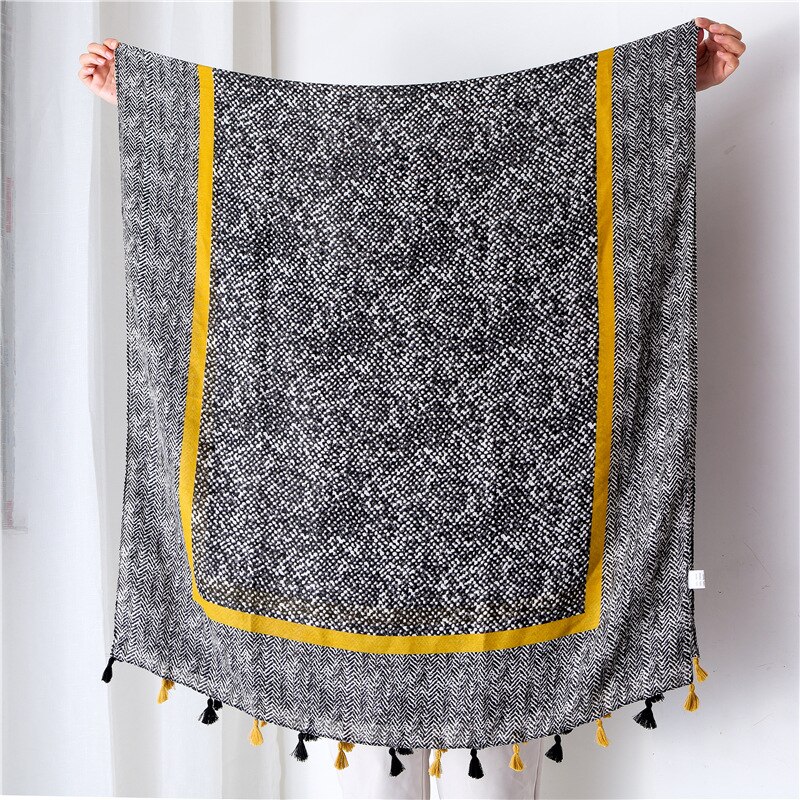 Bufanda estampada de piel de serpiente para mujer, chal largo de lino y algodón suave con borlas, pañuelos de playa,: 2
