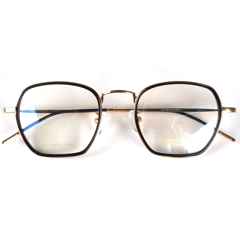 Gouden vintage brillen frames Japan retro stijl polygon voor bijziendheid/lezen