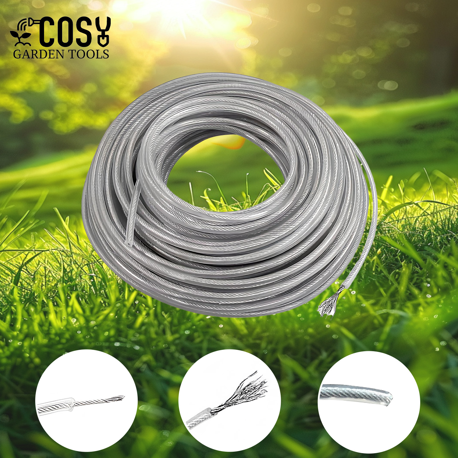5 m/10 m/15 m * 2.4mm/2.7mm/3mm/4mm Grastrimmer Lijn Nylon Draad Bosmaaier Touw Staal Grastrimmer Lijn Grasmaaier Vervanging