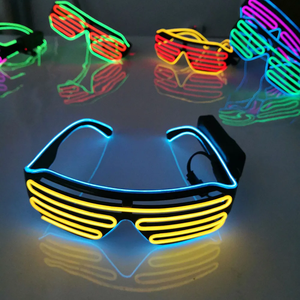 Gafas luminosas LED de neón para Navidad, decoraciones luminosas de Halloween, gafas con luz intermitente, accesorios de Cosplay, suministros para fiestas
