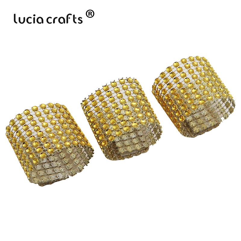 5/10 stücke 13cm * 4cm Gold Silber Strass Kette Gittergewebe wickeln Band Tüll Kristall Rolle Klebeband DIY Kuchen hochzeit Dekorationen 030007021: Farbe 1 / 10Stck