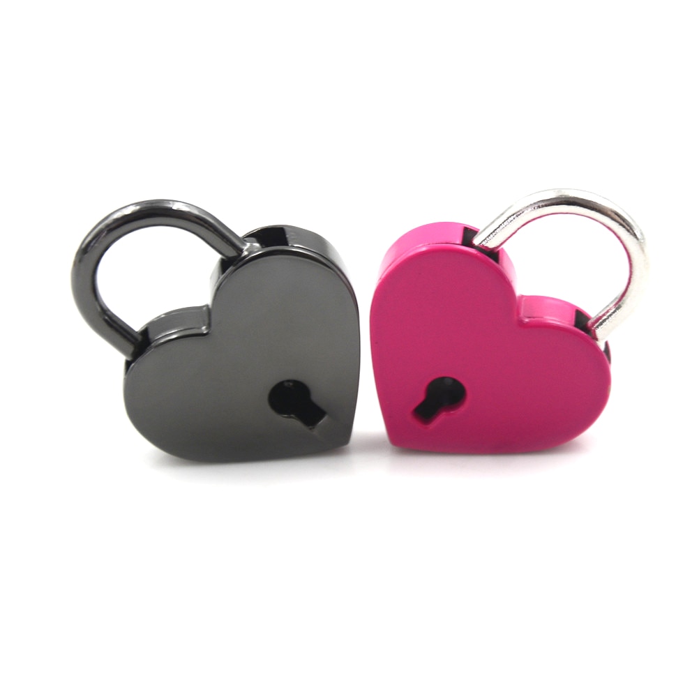 Mini Padlock Love Heart Shape Padlock Tiny Luggage Bag Case Lock With Keys Zinc Alloy Suitcase Locker Hardware Set