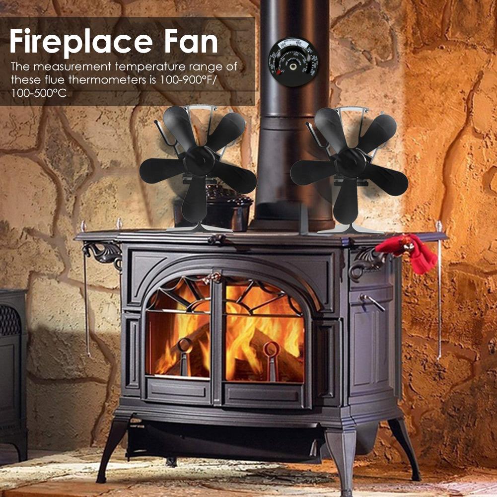 Fireplace Fan Heat Powered Stove Fan Efficient Heat Distribution With 5 Blades For Wood Log Burner Fireplace