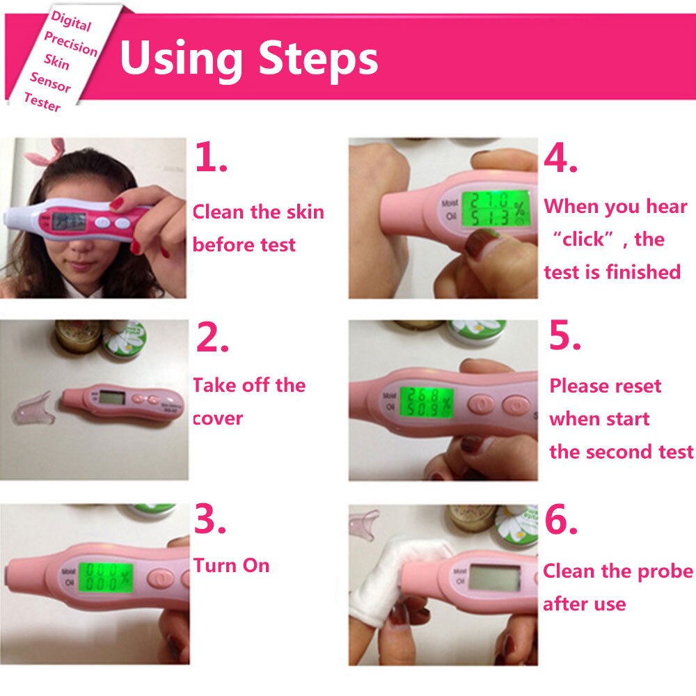 Digital Skin Detector Pen with LCD Display Portable Skin Analyzer Water Oil Tester Analysis Moisture Machine Monitor Operated