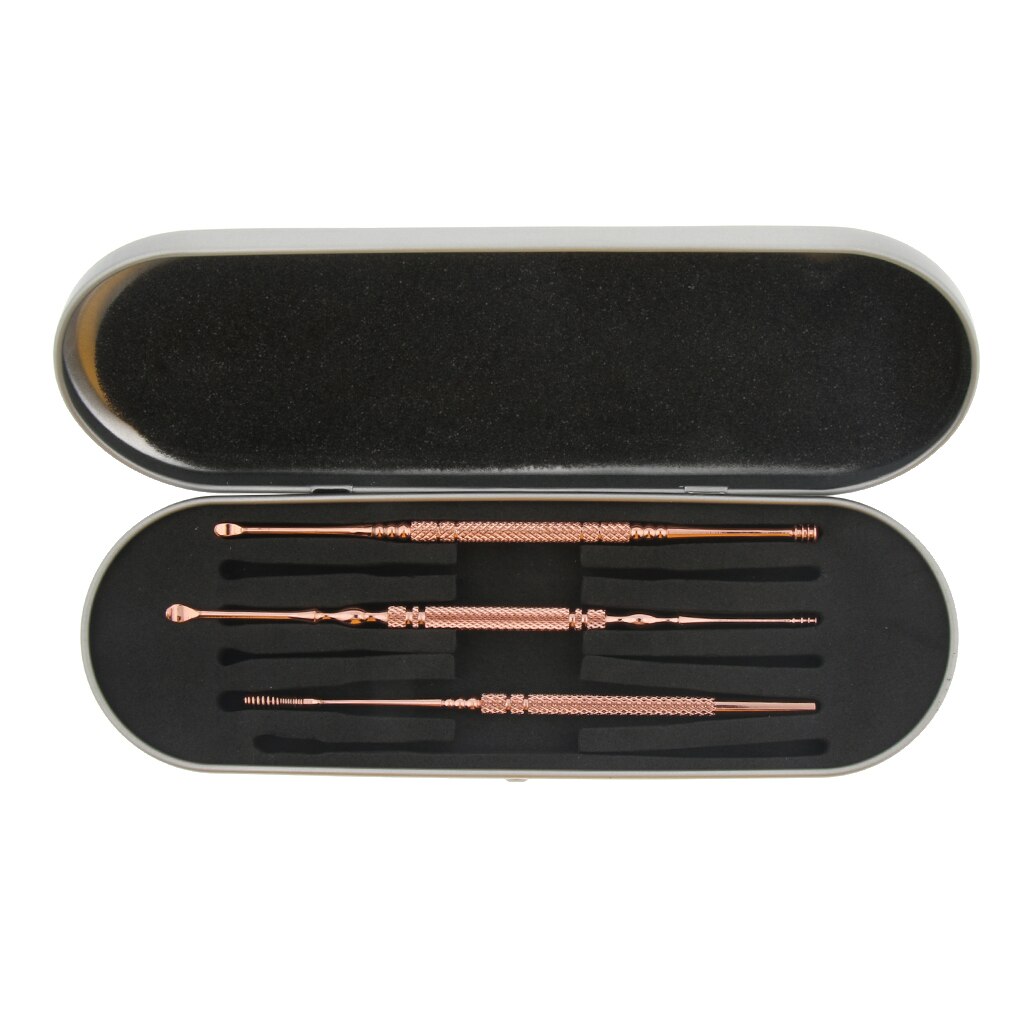 3 Stks/set Double-Ended Roestvrij Ear Wax Remover Lepel Earpick Oor Schoner Gereedschap Voor Vrouwen Mannen