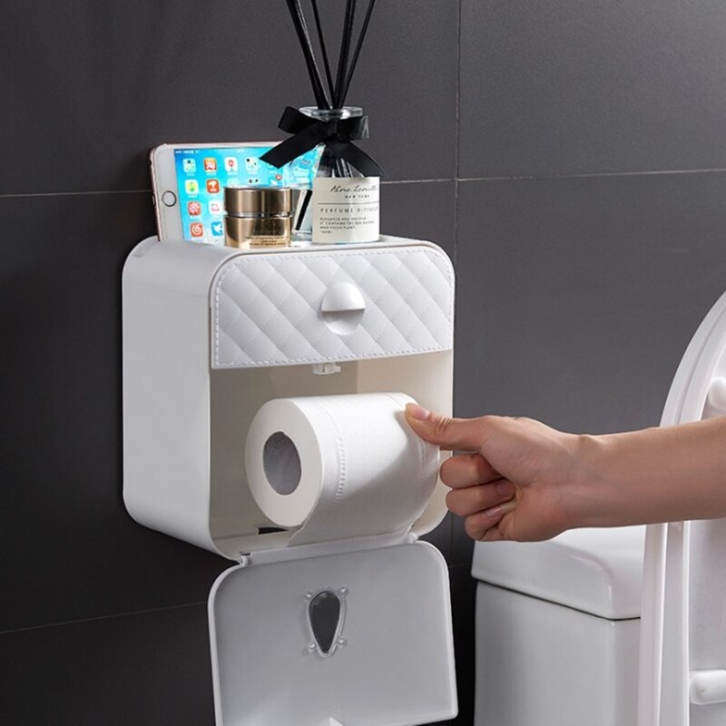 Vandtæt multifunktionel toiletpapirholder vægmonteret toiletpapirkasse toiletpapirholder toiletpapir opbevaringsboks