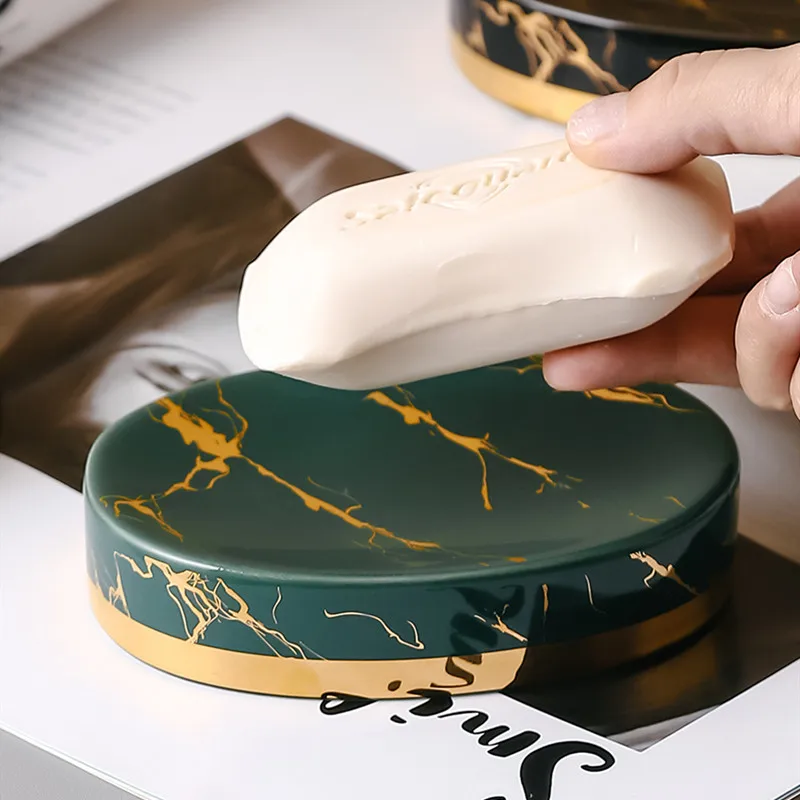 Marmor Streifen Keramik Badezimmer Seifenschale Restaurant Hotel Seifenaufbewahrungsartikel Toilettendekorationen Haushaltsseifenkiste