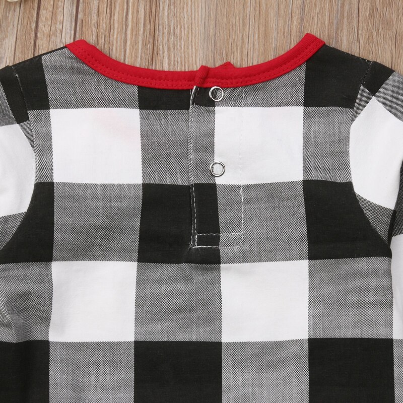 FOCUSNORM di Natale Appena nato Del bambino Della Ragazza del Ragazzo Del Pagliaccetto Lungo Del Manicotto del plaid Della Tuta Cappello Vestiti vestito impostato