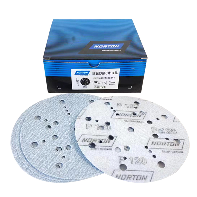 Norton blue diamond sandpapper 6 " 150mm 31-- hålsslipmaskin torrslipskiva bilslipning polering rund slipmedel