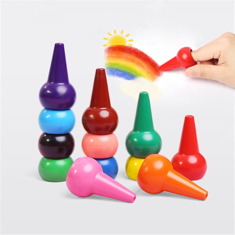 Crayones de dedo 3D de 12 colores, pintura lavable no tóxica, cera de dibujo para niños pequeños,