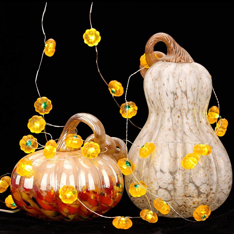 3D Pompoen Lantaarn 30 Lichten Afstandsbediening Licht String Halloween Pompoen Vorm Light String 8 Functies Batterij Doos