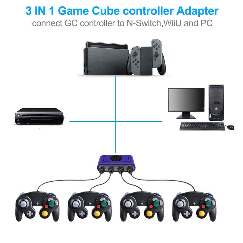 Paars Gamecube Schakelaar Controller Adapter met USB Plug voor Switch PC en WII U # CW