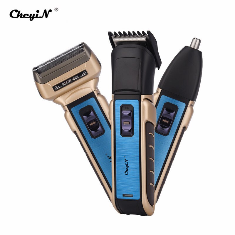 CkeyiN-cortadora de pelo eléctrica 3 en 1 para hombre, afeitadora recargable, Máquina para cortar cabello para Barba