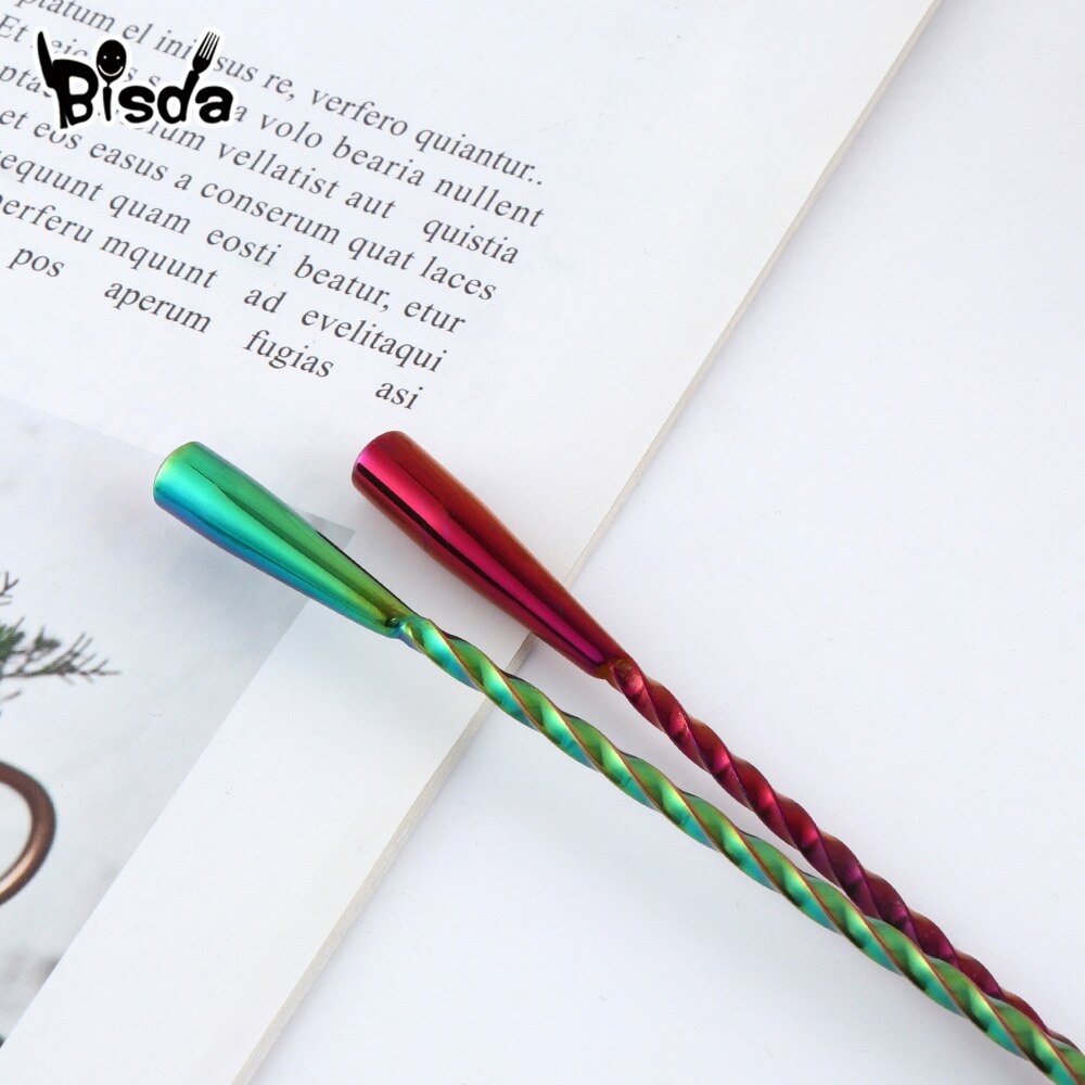 5Pcs Stainless Steel Bar Spoon Cocktail Swizzle Sticks Long Handle Mixing Spoon Teadrop Stirrer Muddlers Bartender Bar Tool 40cm