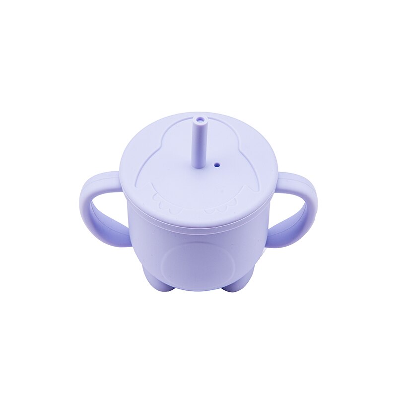 Tazón de silicona para bebé, vajilla con ventosa fuerte, taza de paja, tenedor, cuchara con forma de dibujos animados, juego de alimentación para niños sin BPA: G