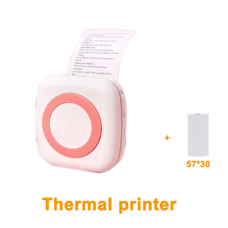 Thermal Printer MINI Wirelessly Bluetooth 200dpi Photo Label note Portable Printer Printing USB Portable MINI Thermal printer: pink