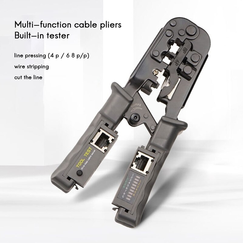 RJ45 Network Cable Crimper Cable Tester Ratchet Tool 8P 6P 4P Tester for RJ45/RJ12/RJ11 Tester Stripper