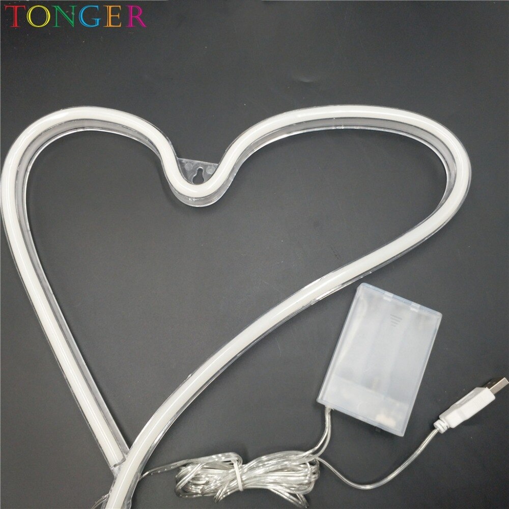 TONGER, romántico, gran corazón, signo de LED neón, decoraciones de Sala de bodas, decoración de pared para el hogar, para amantes, amor, neón, iluminación de arte, decoración