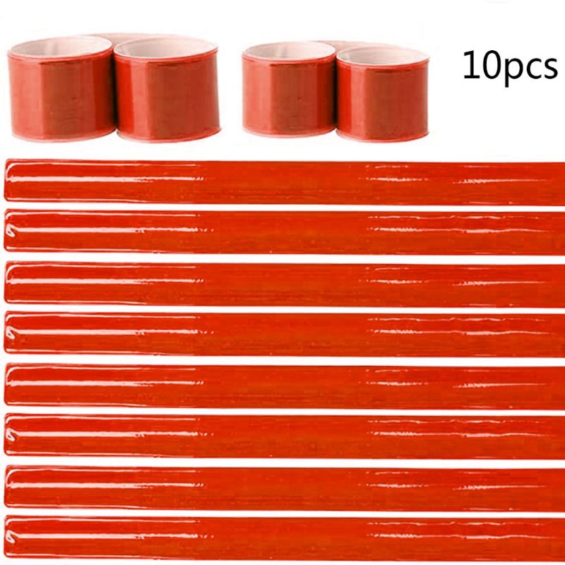 10Pc Visible Safety Running Reflective Wristbands Reflectors Bicycle Bracelets B2QE: Red