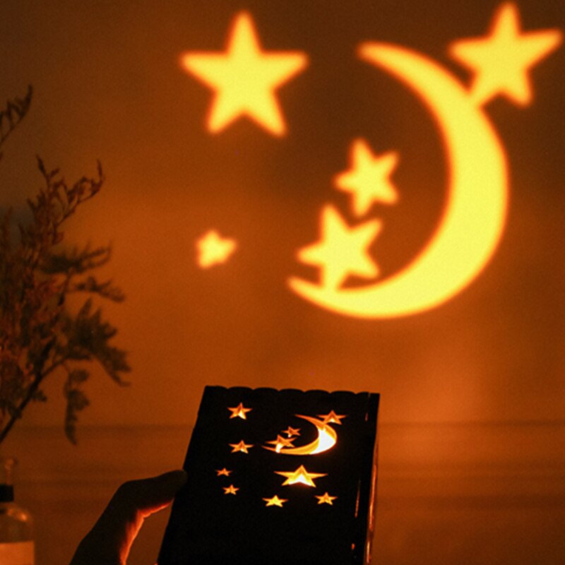 Log hul farverig måne stjernehimmel romantisk heldig stjerne projektion lampe projektion atmosfære nat lys hjem