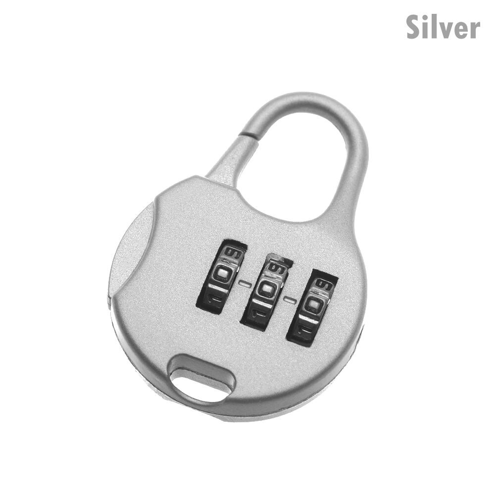 1Pc Mini 3 Dial Digit Number Code Password Lock Combination Code Travel Suitcase Luggage Diary Protector Metal Safe Lock: silver