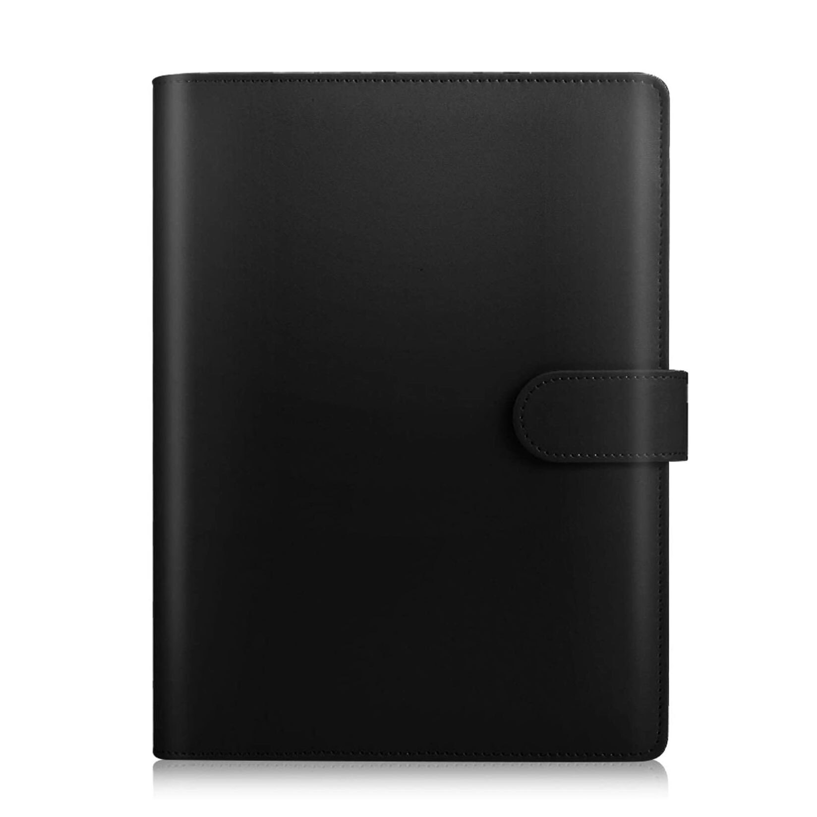 Classeur en cuir A5, carnet de notes à 6 anneaux au , organisateur personnel avec fermeture à boucle magnétique: Black