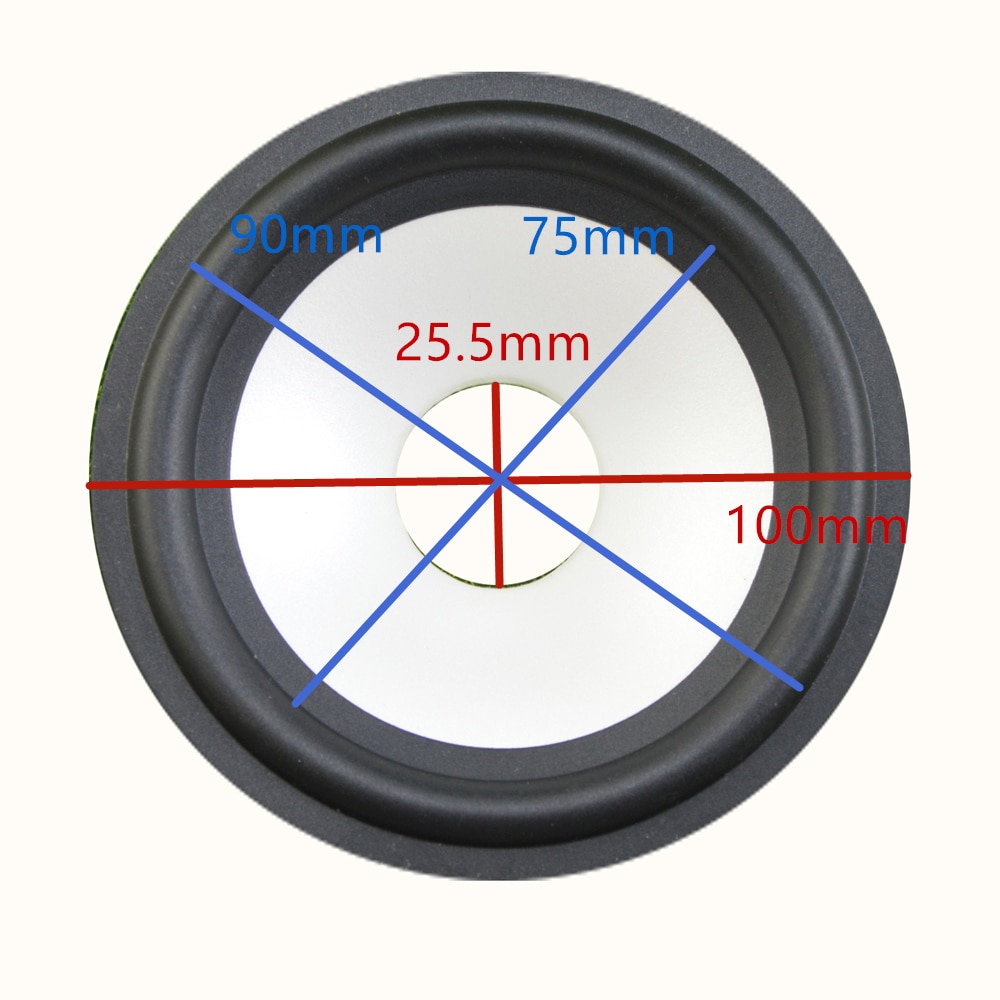 4 inch Loudspeaker Woofer Paper Cone ( 100mm*90mm*75mm*25.5mm) 23mm Height With Rubber Edge White Speaker Paper Cone