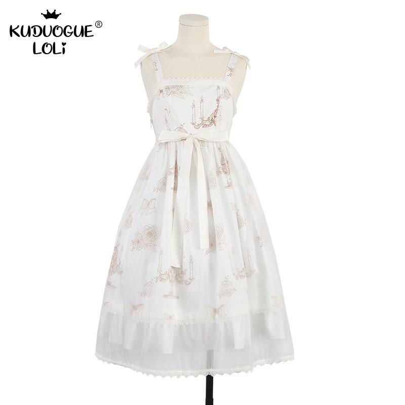 Lolita JSK robe chemise ensemble fille Kawaii femmes haut bretelles gothique thé fête doux Vestidos victorien mignon longue Loli robe pour les femmes