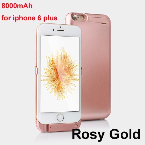 Portable Battery Charger Case for IPhone 6 6S plus Battery Power Case Ultra Slim External Back Pack for Iphone 6 s Charging Case: For I6Plus Rosy Gold
