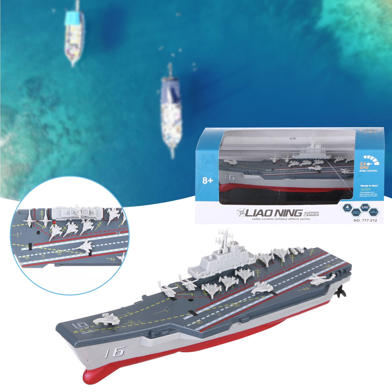 2.4ghz Rc Radio Remote Control Navy Aircraft Carrier Ship Boat-warship Toy #G4