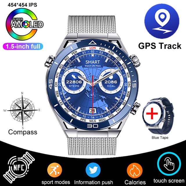 Huawei DT UltraMate Smartwatch pour homme, NDavid, boussole, appel Bluetooth, suivi GPS, ECG 2024 +, sport, original, , 100: GRIS