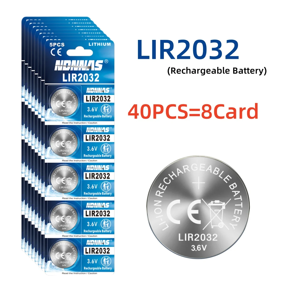 Bateria recarregável LIR2032, 20-50 peças, célula de lítio tipo moeda, pode substituir CR2032 para relógio: verde