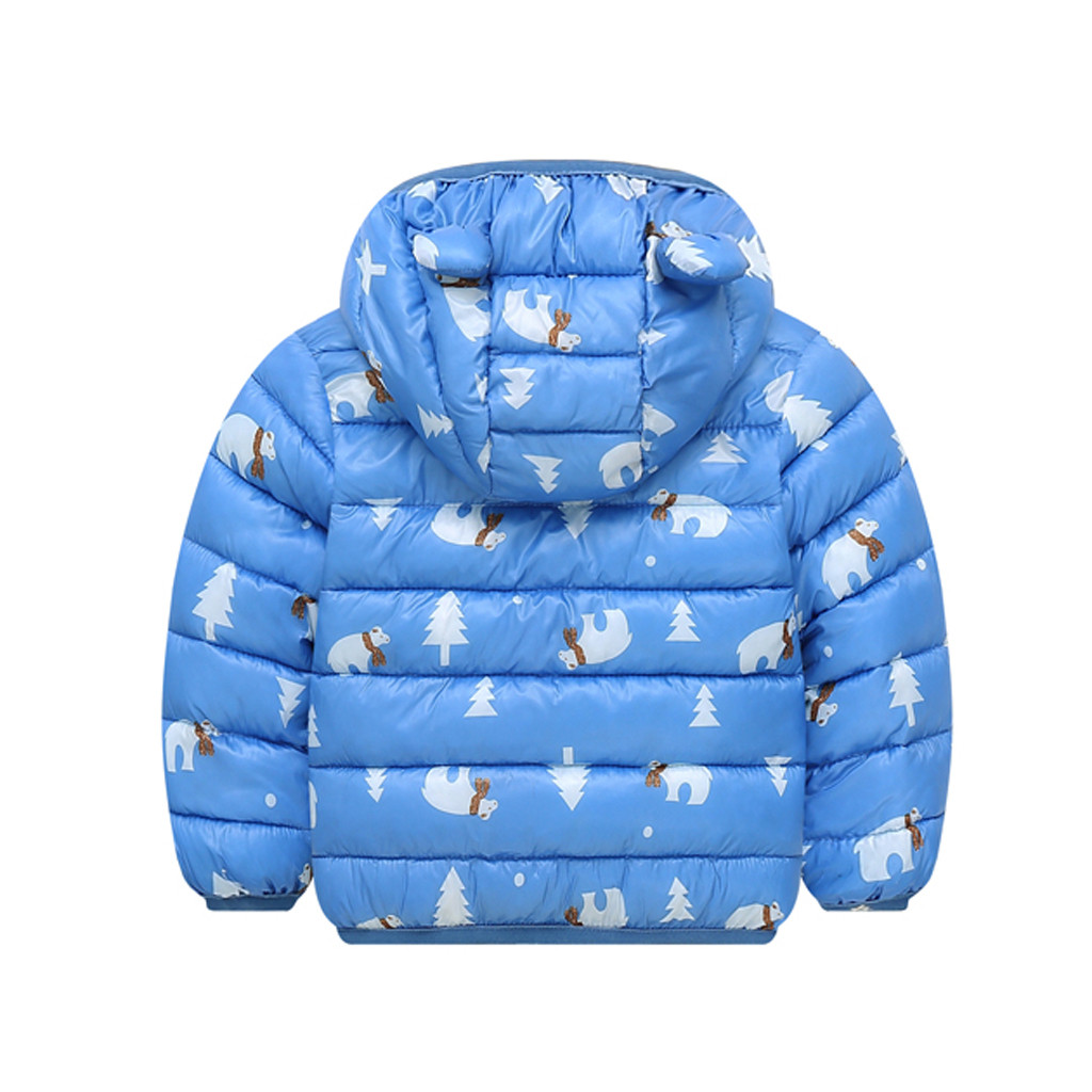 Abrigos de chico para la nieve infantil abrigos con capucha para bebés y niñas chaquetas con estampado de dibujos animados Otoño Invierno ropa de abrigo para niños: Blue / 3 años