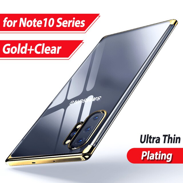 Lamorniea miękka TPU Case do Samsung Galaxy uwaga 10 poszycia miękkie czyste etui z TPU do Samsung Note 10 Plus Note10 Pro telefon przypadku: For Note 10 / Gold