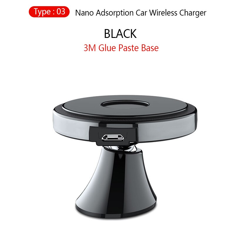 10W Qi Wireless Charger Nano Adsorption Car Stand Holder for iPhone 11Pro Xs Max X 8 Airpods Pro 2 Samsung Wireless Charging: Type 3 3M Glue Base