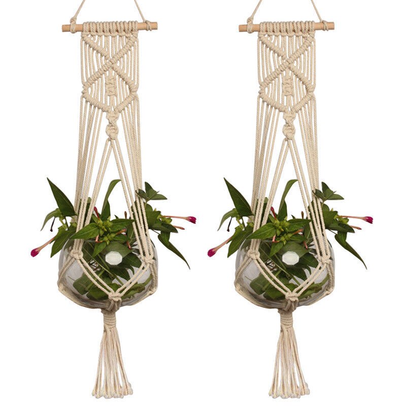 Cintre Vintage pour plantes en macramé, pour Pot de fleurs, panier à suspendre sur les jambes de jardin: green