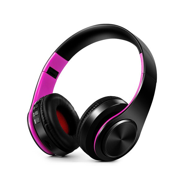 TOPROAD Headphones Bluetooth Headset Earphone Wireless Headphone Stereo Foldable Sport Earphone Microphone Hands Free MP3 Player: Black pink