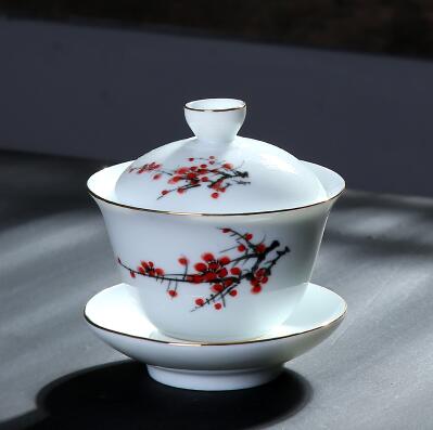 Keramisk tekande elkedel gaiwan håndmalet tekop porcelæn kinesisk kung fu tesæt: Stil d
