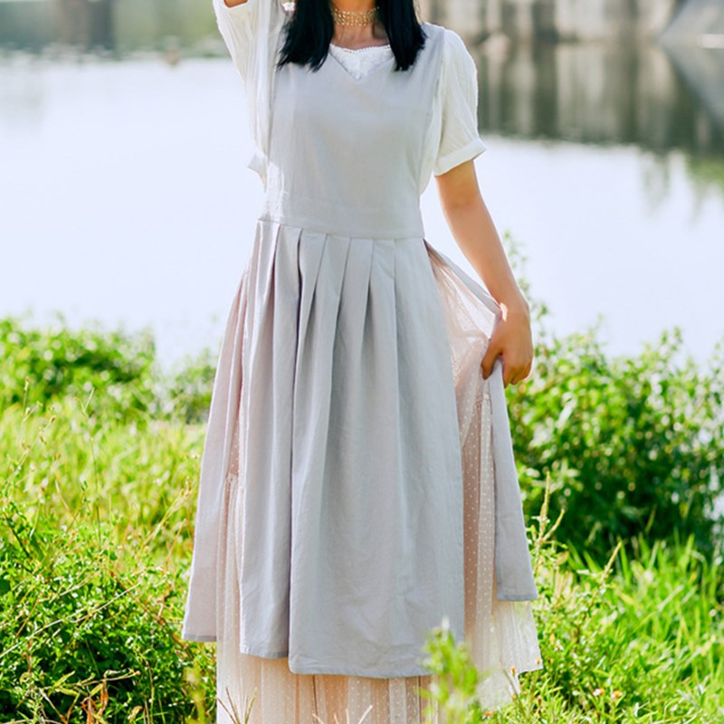 Split Legs Long Cotton Apron Florist Artist Painter Craft Work Wear Waitress Cafe Barista Pastry Chef Catering Event Uniform B77