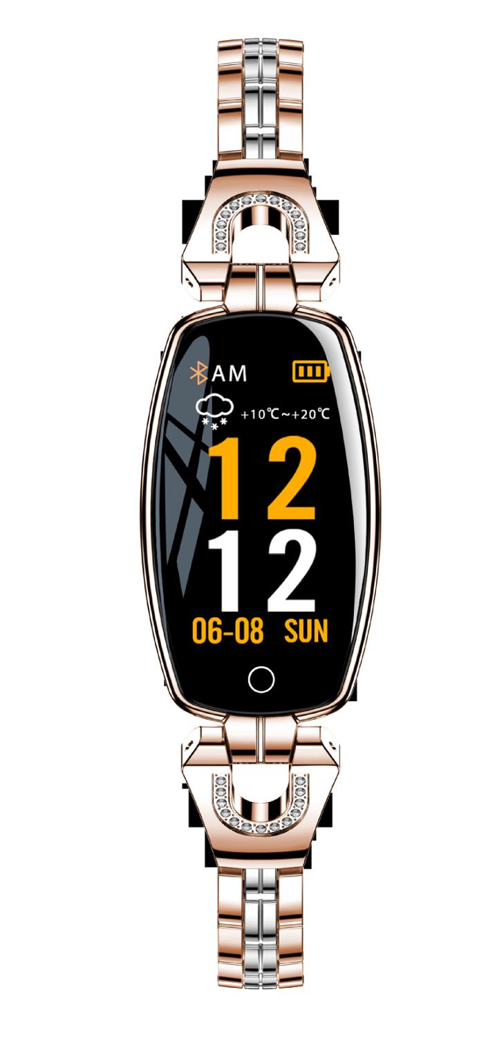 Bluetooth dameshorloge, hartslagmeter, fitnesstracker, smartwatch, app-ondersteuning voor android, ios, pk  q8 q9: Goud