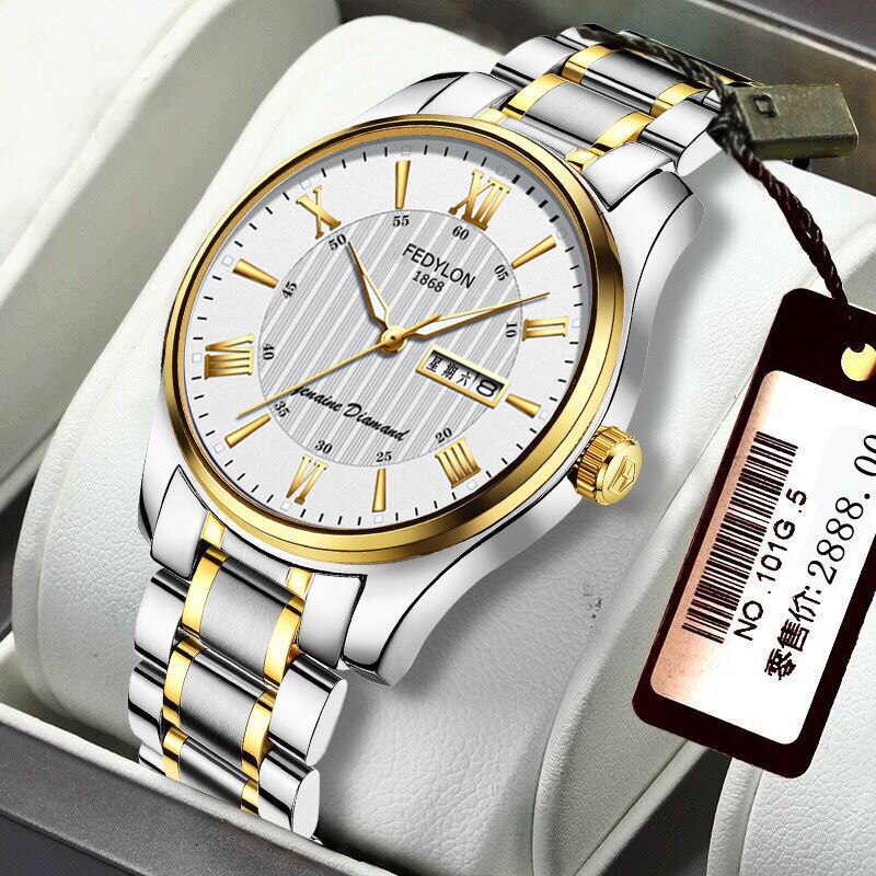 Montre mécanique suisse automatique pour hommes, luxe, or, Double calendrier lumineux, étanche, prix bas: 5