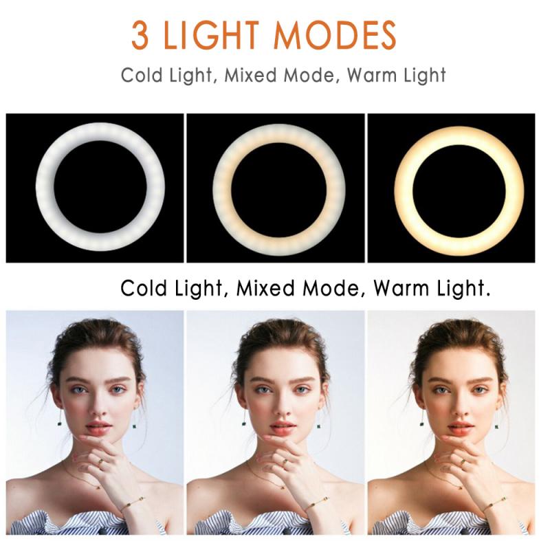 10 Inch Ring Light with Stand LED Camera Selfie Light Ring Tripod and Phone Holder For Video Photography Smartphones