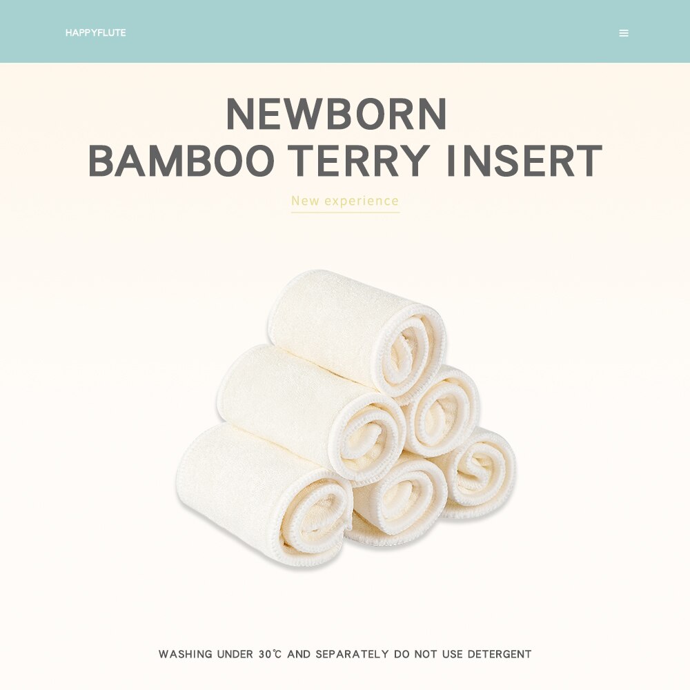 HAPPYFLUTE — Couche en bambou pour bébé, lange avec 2 épaisseurs en micro-fibre, naturel et lavable, pour -né, en tissu, 10 pièces