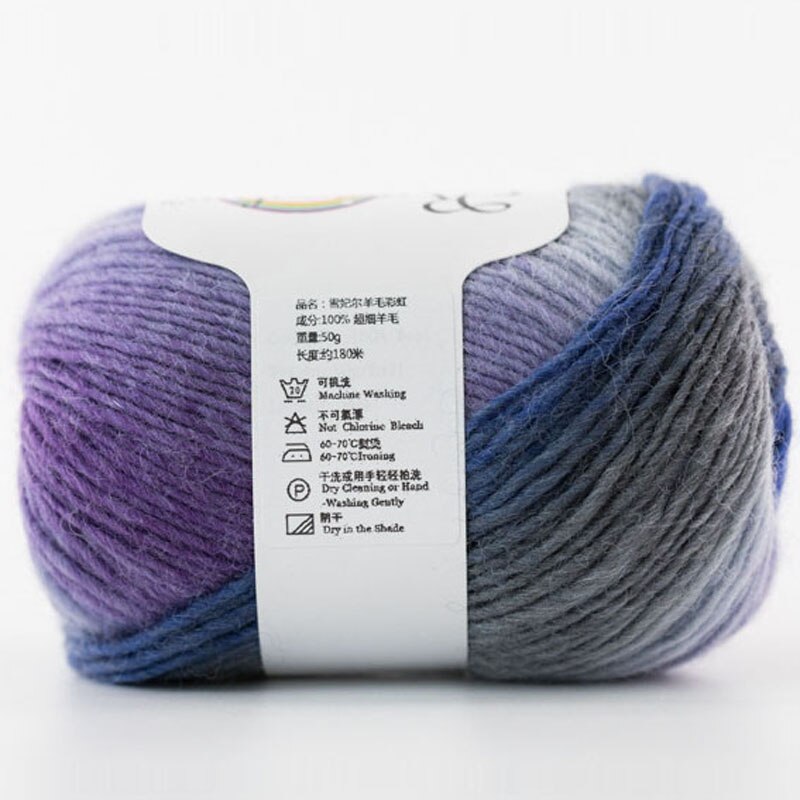 100% Wol Garen Regenboog Kleur Voor Hand Breien Haak Hand-Geweven Dikte Wollen Garen Wollen Garen Haken Sjaal Draad