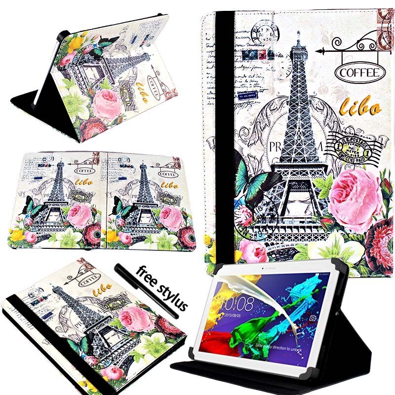 KK&LL For Lenovo Tab 2 A10-70 10.1 Inch - Leather Tablet Stand Folio Cover Case + Free stylus