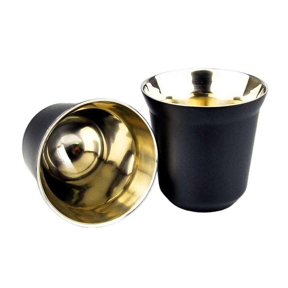 Tasse à expresso à Double paroi en acier inoxydable 80ml, isolant, en forme de Capsule, mignon, Thermo: C