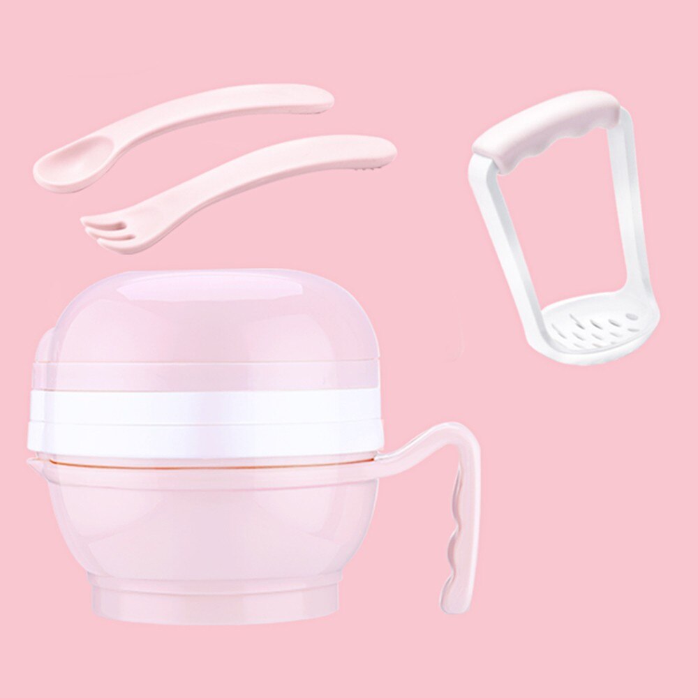 Mambobaby, 7 Uds., molinillos de alimentos para bebés, Bol de amolar para bebés, herramienta de alimentación suplementaria Manual para alimentos, máquina de zumo de frutas y vegetales para chico: Rosa