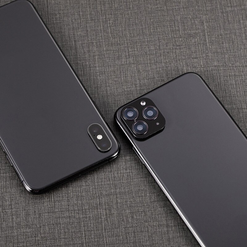 Geändert Metall Aufkleber Kamera Objektiv Sekunden Ändern Abdeckung Ersatz für iPhone X/XS/XSMAX Glas Protector 11Pro Max objektiv Aufkleber: black