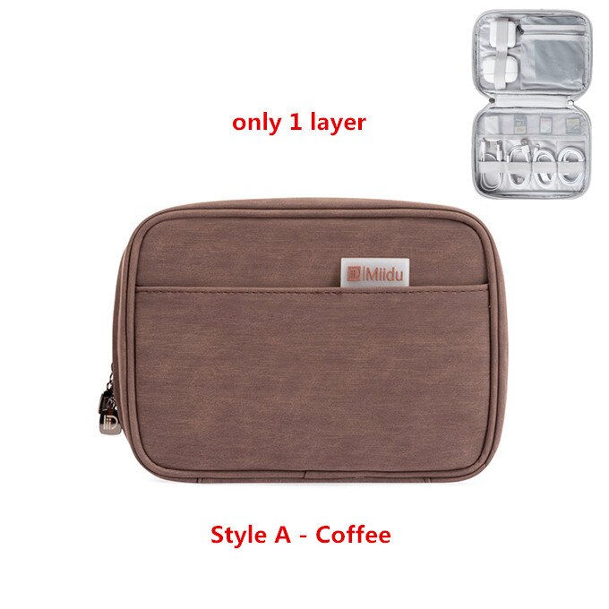 Travel Accessory Digital Bag Power Bank USB Charger Cable Earphone Storage Pouch Shockproof Electronic Organizer Package: A-Coffee