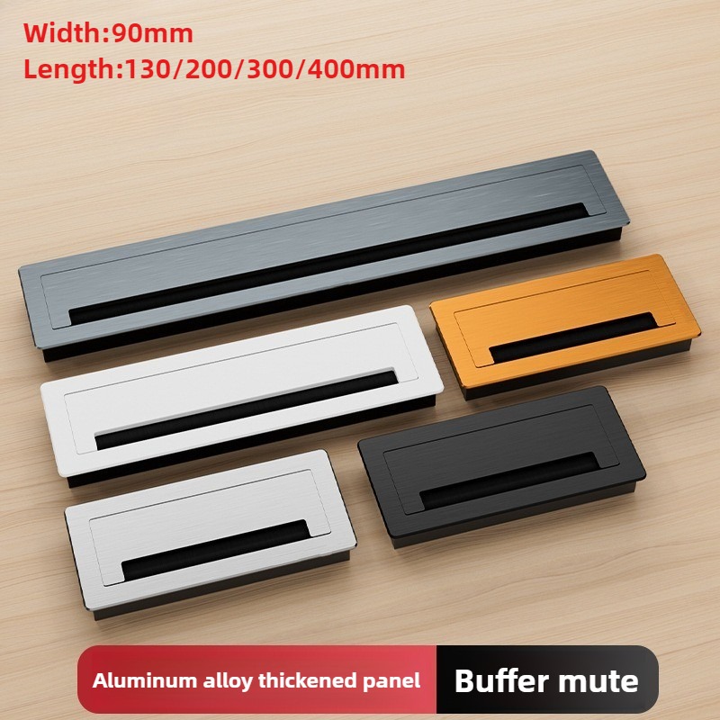 1 ST aluminium rechthoekige bureau kabeldoorvoertules draadgat deksel Kabeluitlaat Poort Oppervlak tafel kabel gat Meubelbeslag